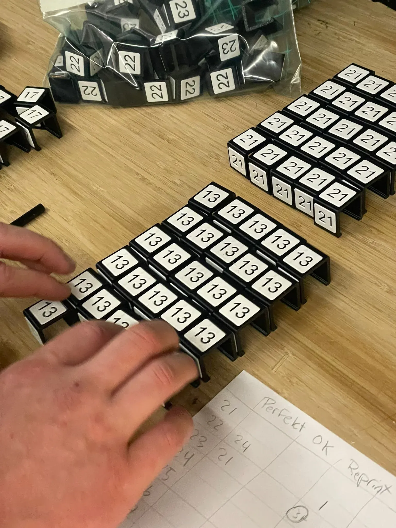 Seat number clips in two colours